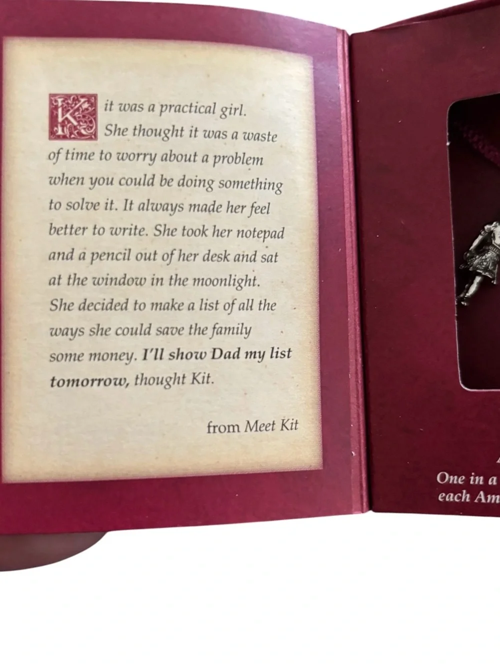 Hallmark American Girls Collection KIT Charm For Bracelet 2002 Silver Tone